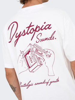 Camiseta m/c con backprint Dystopia Only & Sons Bright White