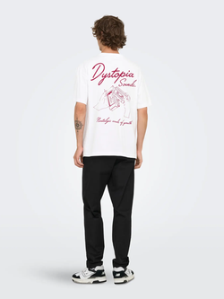Camiseta m/c con backprint Dystopia Only & Sons Bright White