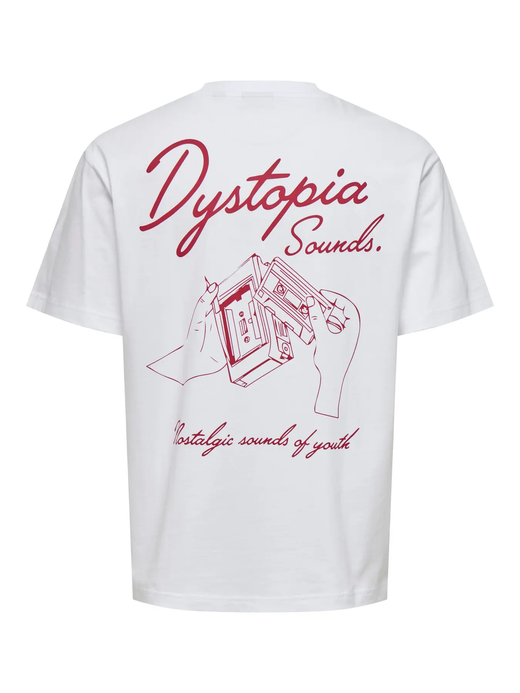 Camiseta m/c con backprint Dystopia Only & Sons Bright White