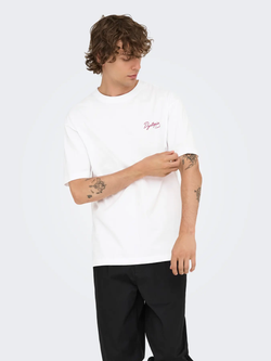 Camiseta m/c con backprint Dystopia Only & Sons Bright White
