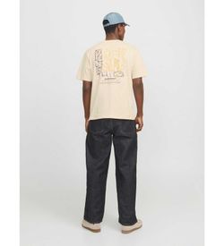 Camiseta m/c con backprint Jack & Jones Antique White