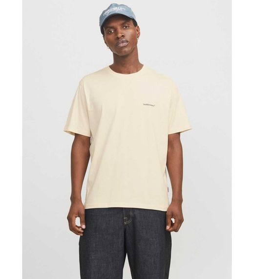 Camiseta m/c con backprint Jack & Jones Antique White