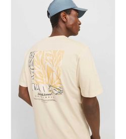 Camiseta m/c con backprint Jack & Jones Antique White