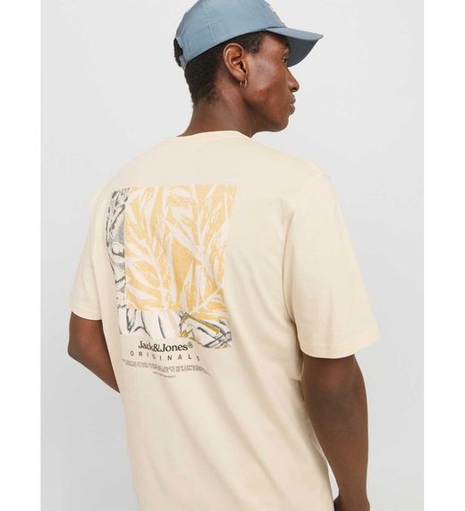 Camiseta m/c con backprint Jack & Jones Antique White