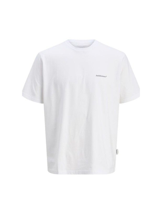 Camiseta m/c con backprint Jack & Jones Bright White 4XL