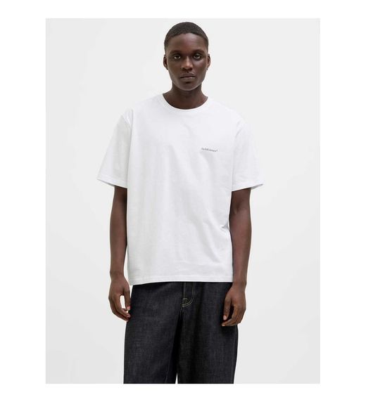 Camiseta m/c con backprint Jack & Jones Bright White