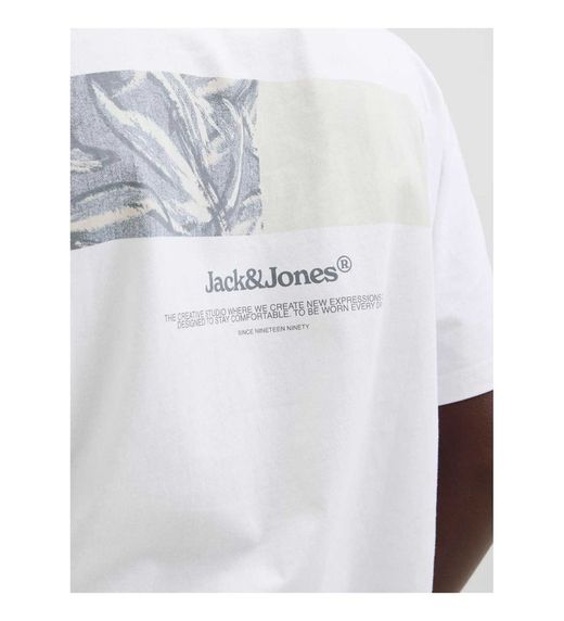 Camiseta m/c con backprint Jack & Jones Bright White