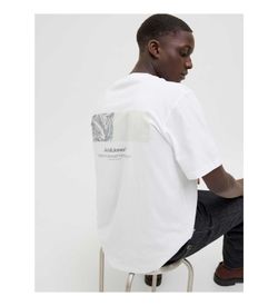 Camiseta m/c con backprint Jack & Jones Bright White