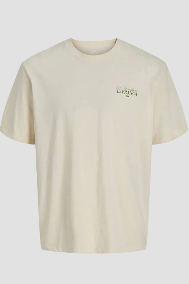 Camiseta m/c con backprint La Dépendance Jack & Jones Antique White 4XL