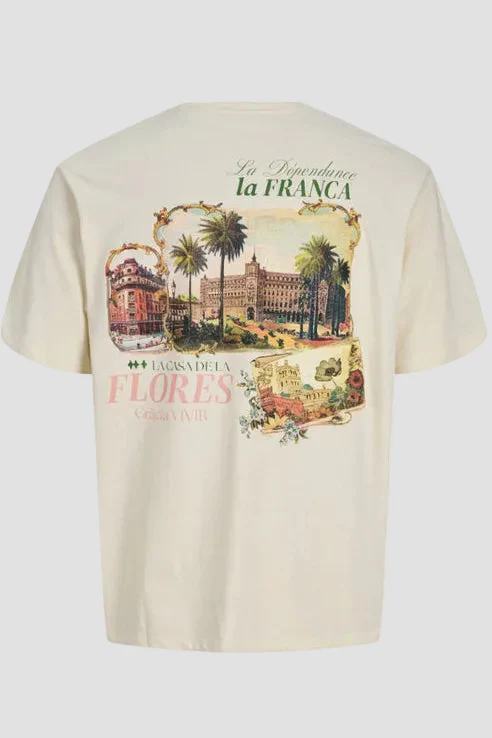 Camiseta m/c con backprint La Dépendance Jack & Jones Antique White