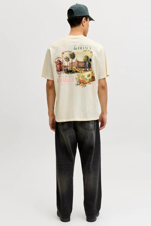 Camiseta m/c con backprint La Dépendance Jack & Jones Antique White