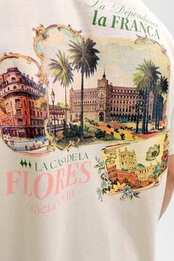 Camiseta m/c con backprint La Dépendance Jack & Jones Antique White