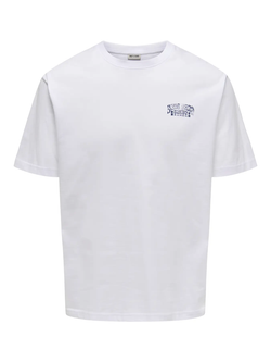 Camiseta m/c con backprint monocolor Only & Sons Bright White