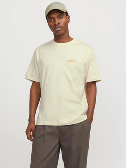 Camiseta m/c con backprint multicolor Jack & Jones Antique White
