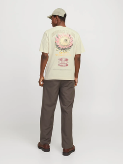 Camiseta m/c con backprint multicolor Jack & Jones Antique White