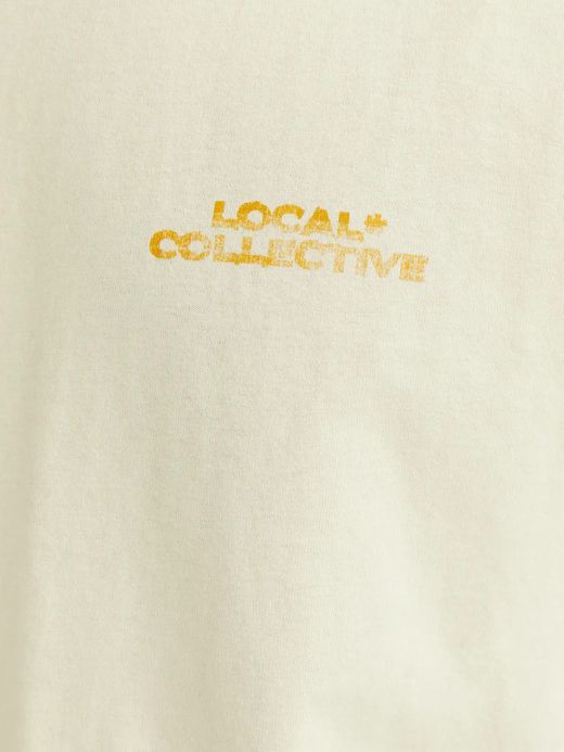 Camiseta m/c con backprint multicolor Jack & Jones Antique White