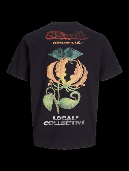 Camiseta m/c con backprint multicolor Jack & Jones Black