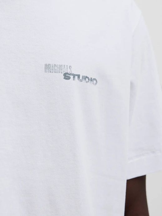 Camiseta m/c con backprint multicolor Jack & Jones Bright White