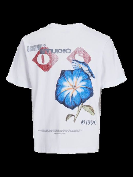 Camiseta m/c con backprint multicolor Jack & Jones Bright White