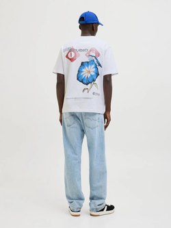 Camiseta m/c con backprint multicolor Jack & Jones Bright White