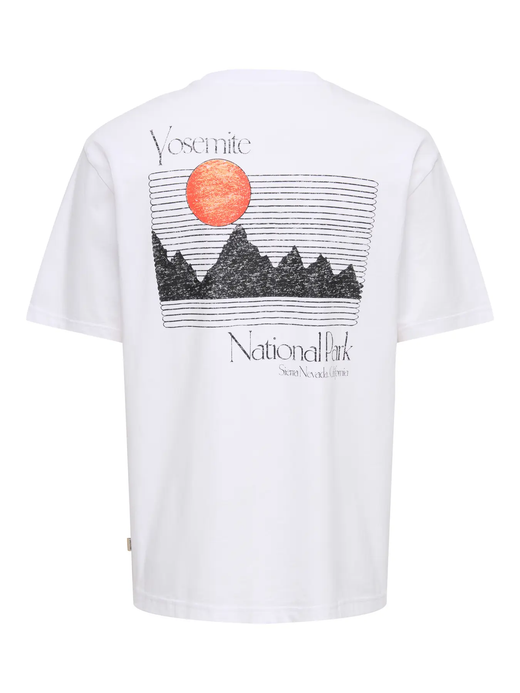 Camiseta m/c con backprint National Park Yosemite Only & Sons Bright White