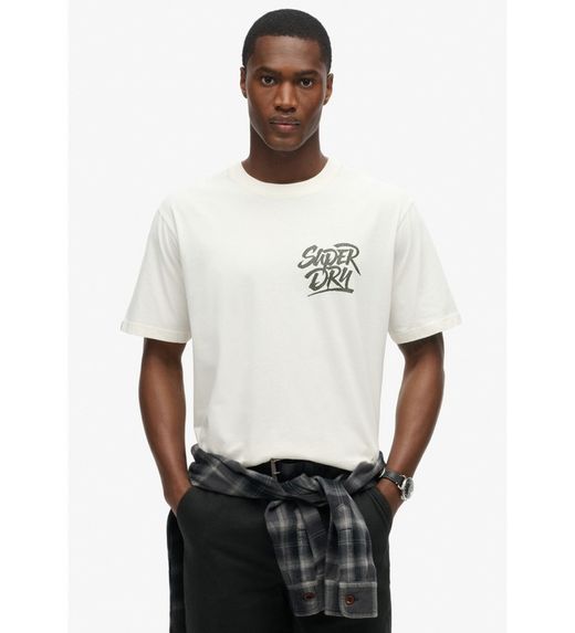 Camiseta m/c con backprint NYC Superdry Off White