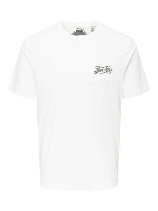 Camiseta m/c con backprint Pepsi Cola Only & Sons Bright White
