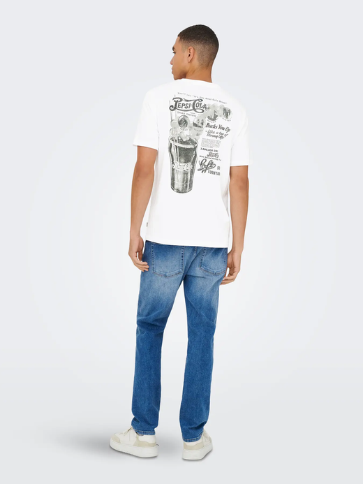 Camiseta m/c con backprint Pepsi Cola Only & Sons Bright White