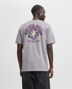 Camiseta m/c con backprint "Skate shop" Jack & Jones Grey