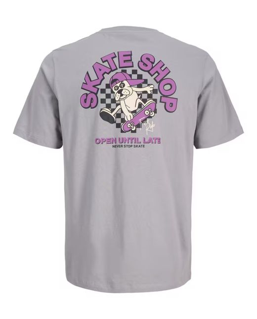 Camiseta m/c con backprint "Skate shop" Jack & Jones Grey