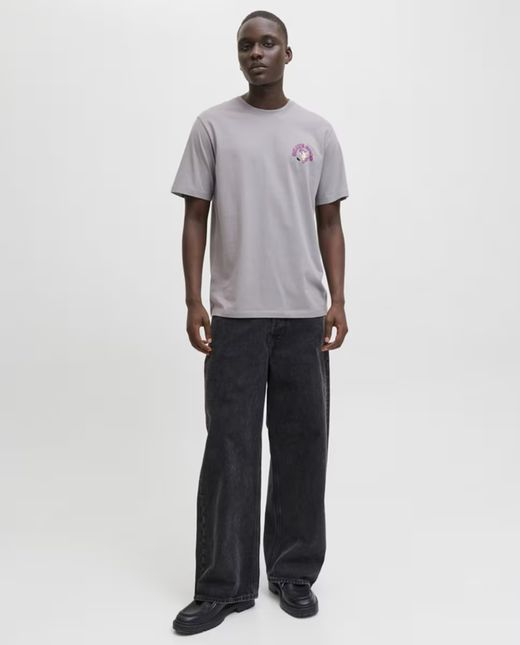 Camiseta m/c con backprint "Skate shop" Jack & Jones Grey