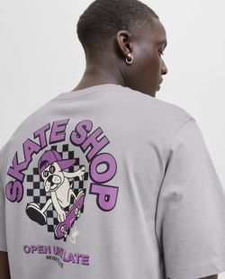 Camiseta m/c con backprint "Skate shop" Jack & Jones Grey