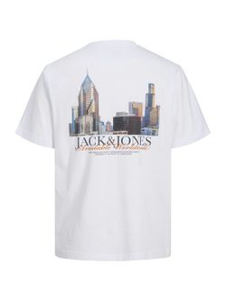 Camiseta m/c con backprint skyline Jack & Jones Bright White