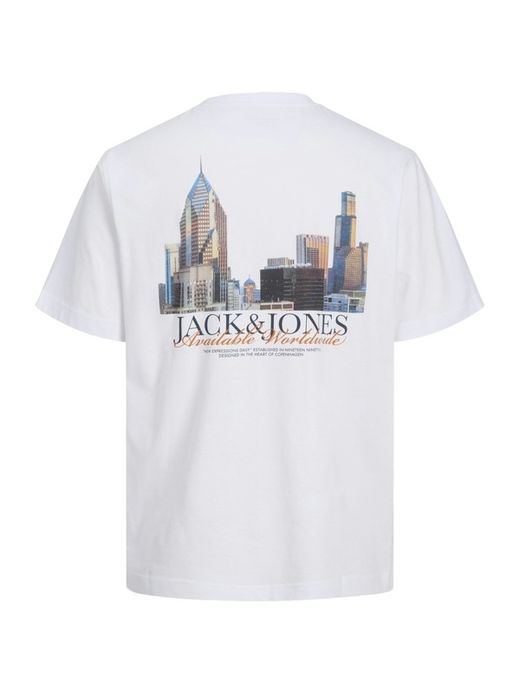 Camiseta m/c con backprint skyline Jack & Jones Bright White