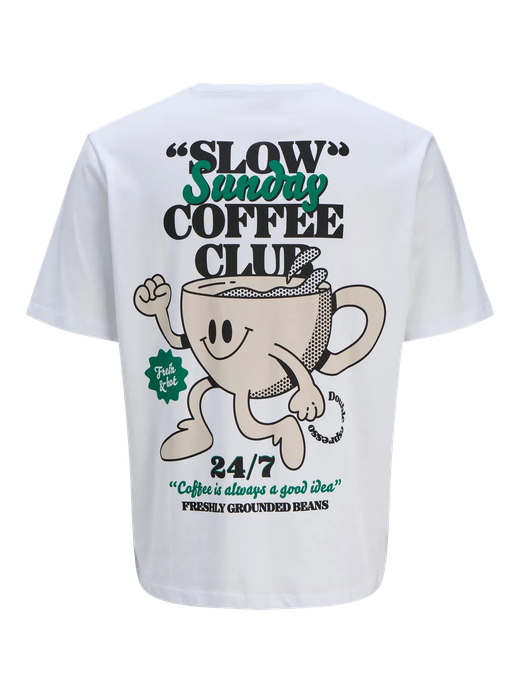 Camiseta m/c con backprint "Slow sunday" Jack & Jones Bright White