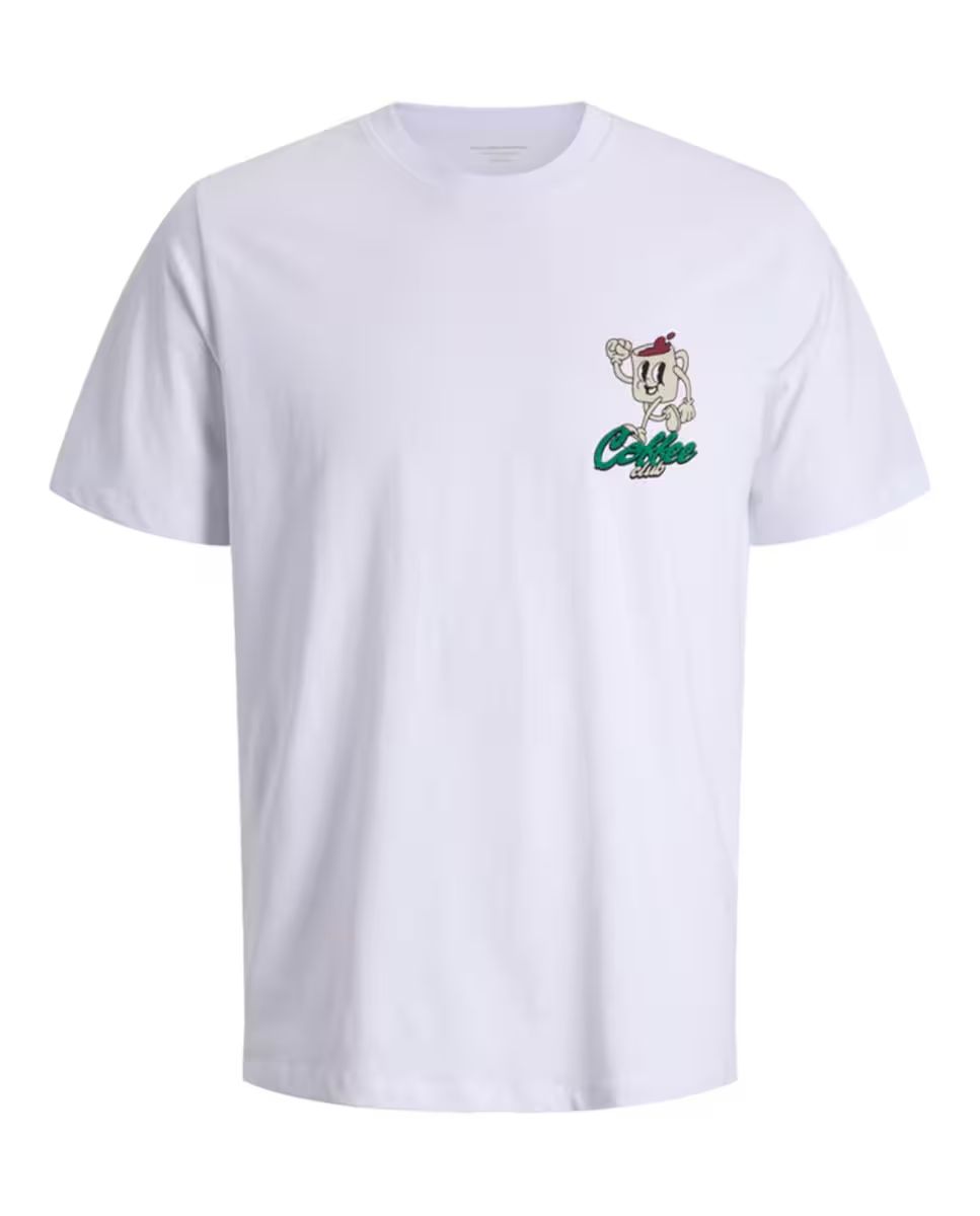Camiseta m/c con backprint "Slow sunday" Jack & Jones White 4XL