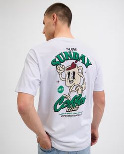 Camiseta m/c con backprint "Slow sunday" Jack & Jones White