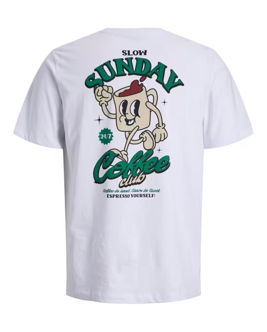 Camiseta m/c con backprint "Slow sunday" Jack & Jones White