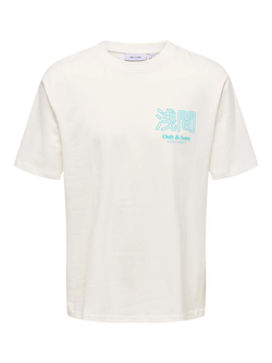 Camiseta m/c con backprint volcán Only & Sons Cloud Dancer