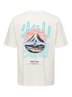 Camiseta m/c con backprint volcán Only & Sons Cloud Dancer