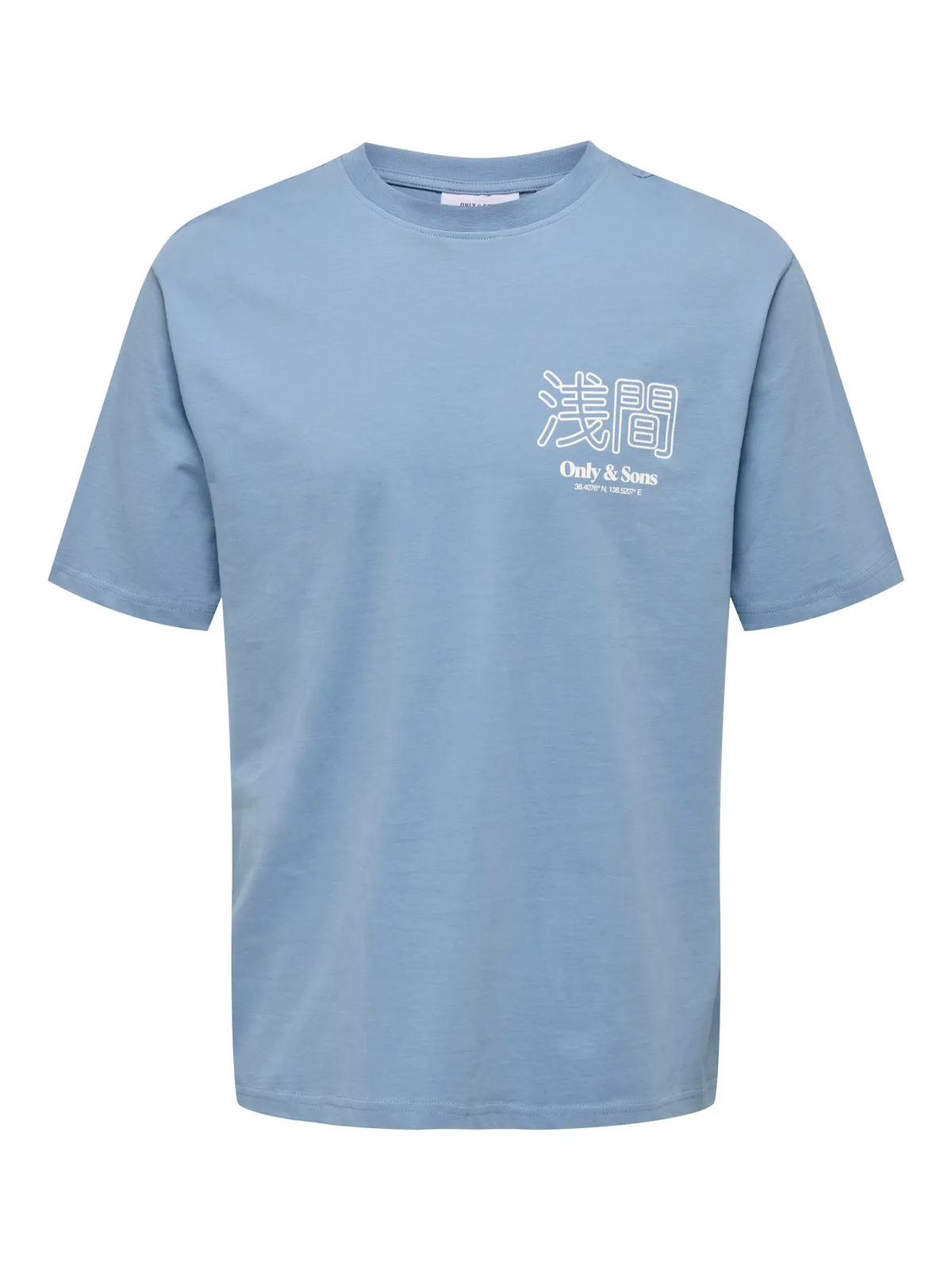 Camiseta m/c con backprint volcán Only & Sons Spring Blue 4XL