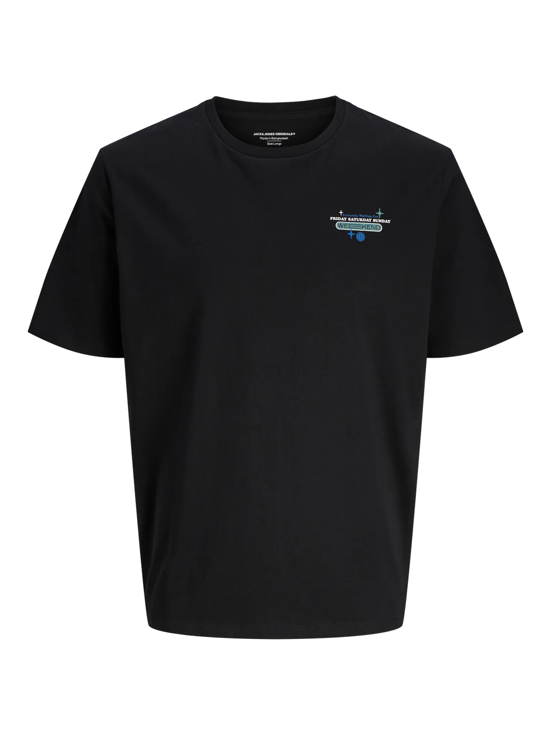Camiseta m/c con backprint "Weekend" Jack & Jones Black 4XL