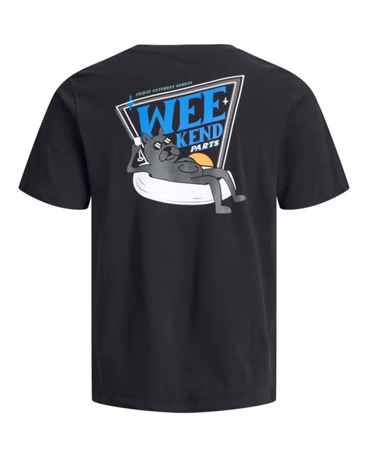 Camiseta m/c con backprint "Weekend" Jack & Jones Black