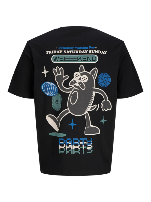 Camiseta m/c con backprint "Weekend" Jack & Jones Black