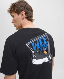 Camiseta m/c con backprint "Weekend" Jack & Jones Black