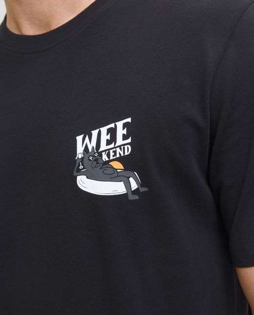 Camiseta m/c con backprint "Weekend" Jack & Jones Black