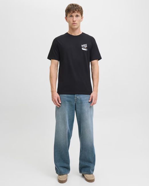 Camiseta m/c con backprint "Weekend" Jack & Jones Black