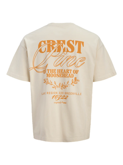 Camiseta m/c con backprint y de aspecto envejecido Jack & Jones Antique White