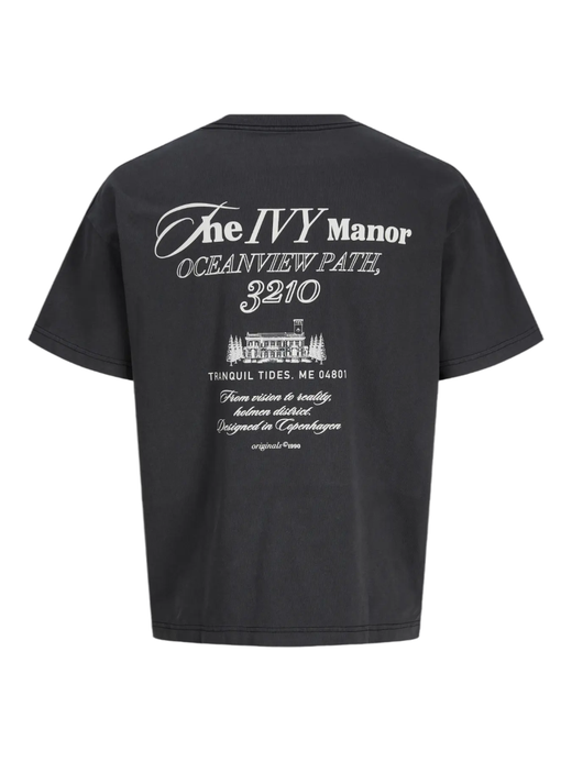 Camiseta m/c con backprint y de aspecto envejecido Jack & Jones Black
