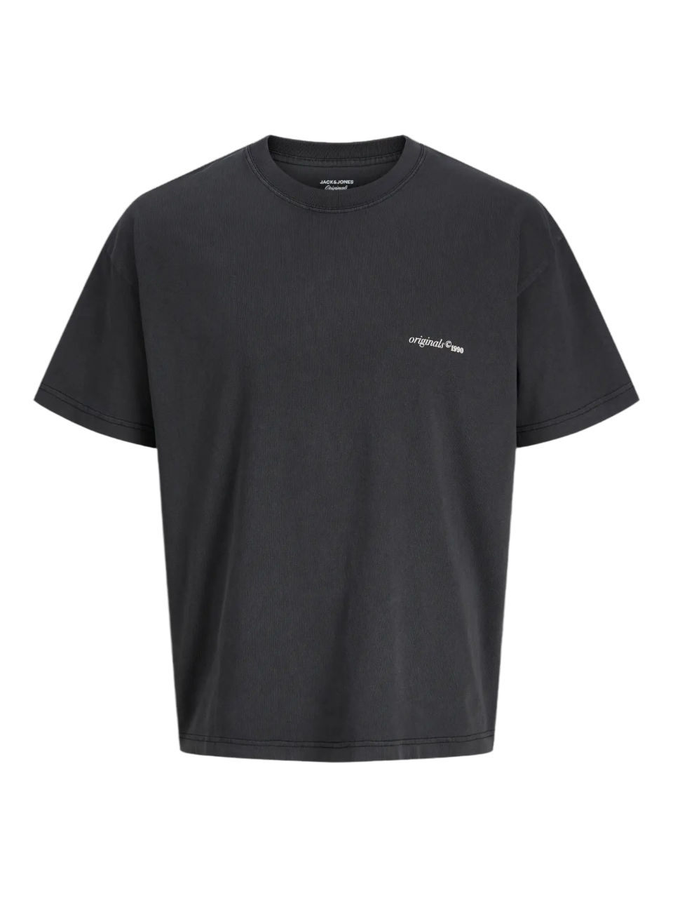 Camiseta m/c con backprint y de aspecto envejecido Jack & Jones Black 4XL
